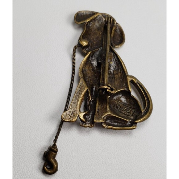 Vintage 1986 JJ Jonette Gold Tone Dog With Leash Brooch - Picture 11 of 13